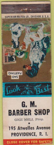 Matchbook Cover - GM Barber Shop Providence RI