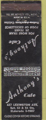 Matchbook Cover - Anthony's Cafe New York City WEAR