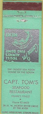 Matchbook Cover - Capt Tom's Seafood Miami FL