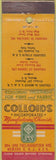Matchbook Cover - Colloids Inc Manufacturing Chemicals Newark NJ High Point NC