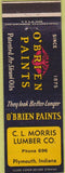 Matchbook Cover - O'Brien Paints CL Morris Lumber Plymouth IN