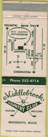 Matchbook Cover - Middlebrook Country Club Rehoboth MA