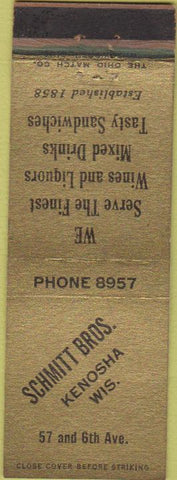 Matchbook Cover - Schmitt Bros Kenosha WI