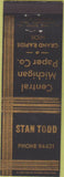 Matchbook Cover - Central Michigan Paper Co Grand Rapids MI WEAR