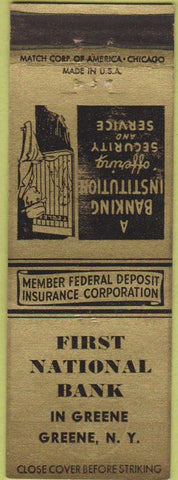 Matchbook Cover - First National Bank Greene NY WEAR