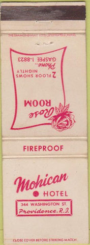 Matchbook Cover - Mohican Hotel Providence RI WEAR
