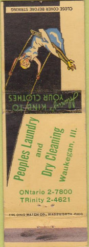 Matchbook Cover - Peoples Laundry Dry Cleaning Waukegan IL Zion