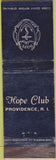 Matchbook Cover - Hope Club Providence RI