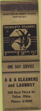 Matchbook Cover - A and A Cleaners Laundry Tulsa OK