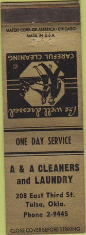 Matchbook Cover - A and A Cleaners Laundry Tulsa OK