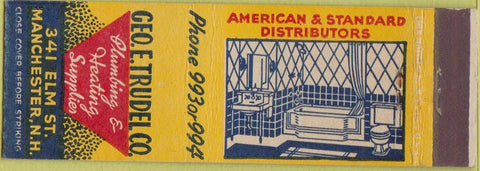 Matchbook Cover - Geo E Trudel Co Plumbing Heating Manchester NH