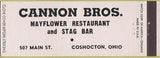 Matchbook Cover - Cannon Bros Mayflower Restaurant Coshocton OH