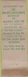 Matchbook Cover - Walker Hasslinger Restaurant Baltimore MD lobster WEAR