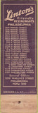 Matchbook Cover - Linton's Philadelphia PA