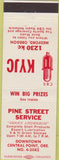 Matchbook Cover - Pine Street Shell oil gas Central Point OR KYJC Radio Medford