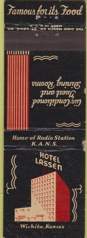 Matchbook Cover - Hotel Lassen Radio KANS Wichita KS