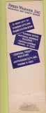 Matchbook Cover - Speed Warner Insurance Kansas City MO Topeka KS