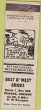 Matchbook Cover - Best O West Chicks Eugene OR