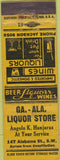 Matchbook Cover - Ga Ala Liquor Store WEAR
