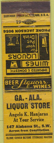 Matchbook Cover - Ga Ala Liquor Store WEAR