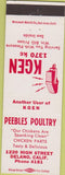 Matchbook Cover - Peebles Poultry Delano CA KGEN Radio