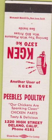 Matchbook Cover - Peebles Poultry Delano CA KGEN Radio