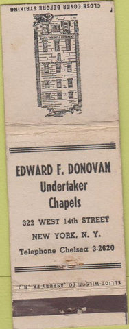 Matchbook Cover - Edward Donovan Undertaker funerals New York NY WEAR