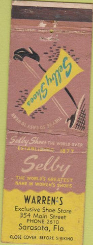Matchbook Cover - Selby Shoes Warren's Sarasota FL WORN