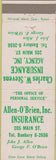 Matchbook Cover - Allen O'Brien Insurance New Milford CT
