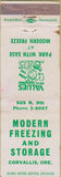 Matchbook Cover - Modern Freezing Storage Corvallis OR WEAR