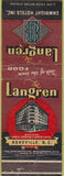 Matchbook Cover - Langren Hotel Asheville NC WORN