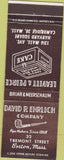 Matchbook Cover - David Ehrlich Co Boston MA Pipe Tobacco