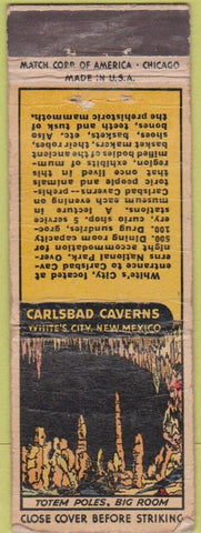 Matchbook Cover - Carlsbad Caverns White's City NM WORN