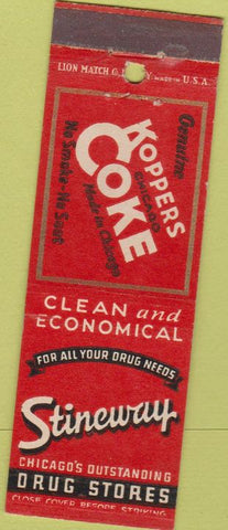 Matchbook Cover - Koppers Coke Chicago IL Stineway Drugs