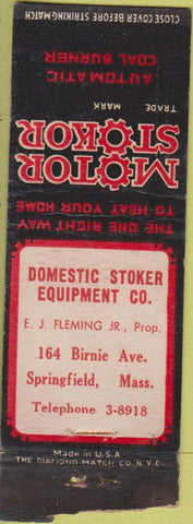 Matchbook Cover - Motor Stoker Coal Burner Springfield MA POOR STRIKER