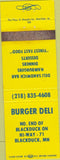 Matchbook Cover - Burger Deli Blackduck MN hamburgers WEAR