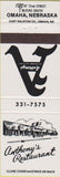 Matchbook Cover - Anthony's Restaurant Omaha NE