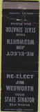 Matchbook Cover - Jim Wedworth State Senate California