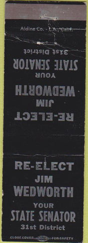 Matchbook Cover - Jim Wedworth State Senate California