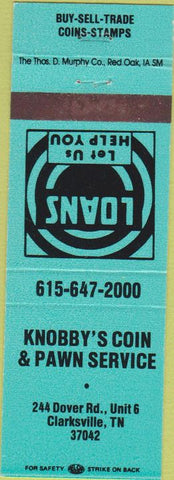 Matchbook Cover - Knobby's Coin Pawn Clarksville TN stamps