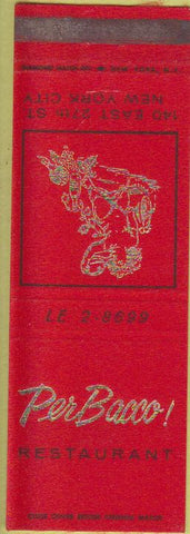 Matchbook Cover - Per Bacco Restaurant New York City
