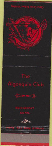 Matchbook Cover - The Algonquin Club Bridgeport CT