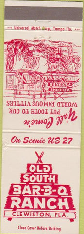 Matchbook Cover - Old South BBQ Ranch Clewiston FL