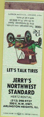 Matchbook Cover - Jerry's Standard oil gas Arlington Heights IL Hertz car rental