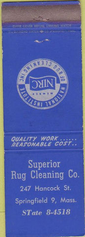 Matchbook Cover - Superior Rug Cleaning Springfield MA WEAR
