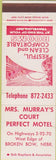 Matchbook Cover - Mrs. Murray's Court Perfect Motel Broken Bow NE