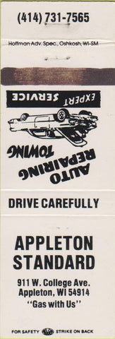 Matchbook Cover - Appleton Standard oil gas WI WEAR