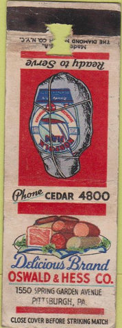 Matchbook Cover - Oswald Hell Meats ham Pittsburgh PA WORN