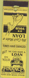 Matchbook Cover - Loan Finance NO TOWN WORN car