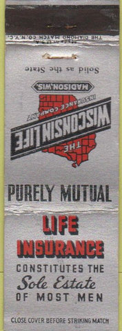 Matchbook Cover - Wisconsin Life Insurance Madison WI